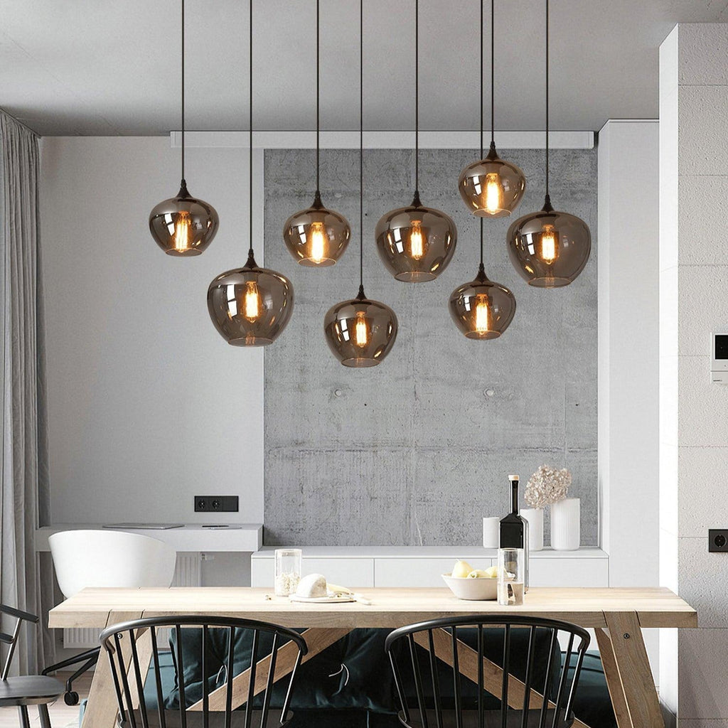 June Minimalist Bottle Glass Pendant Light Smoke Gray