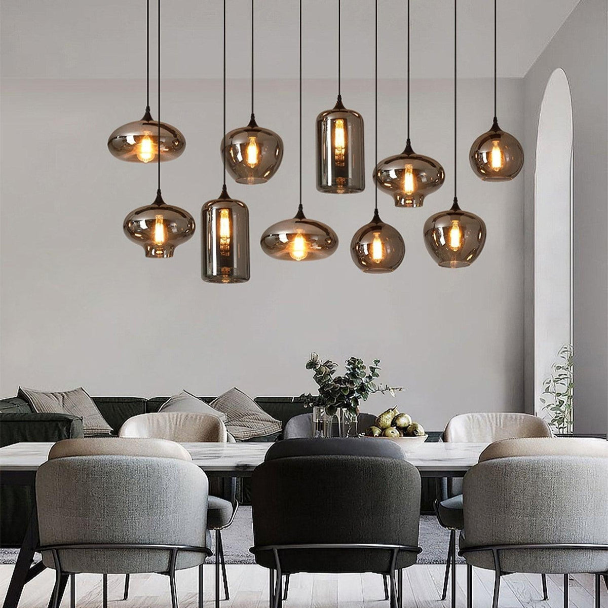 June Minimalist Bottle Glass Pendant Light Smoke Gray