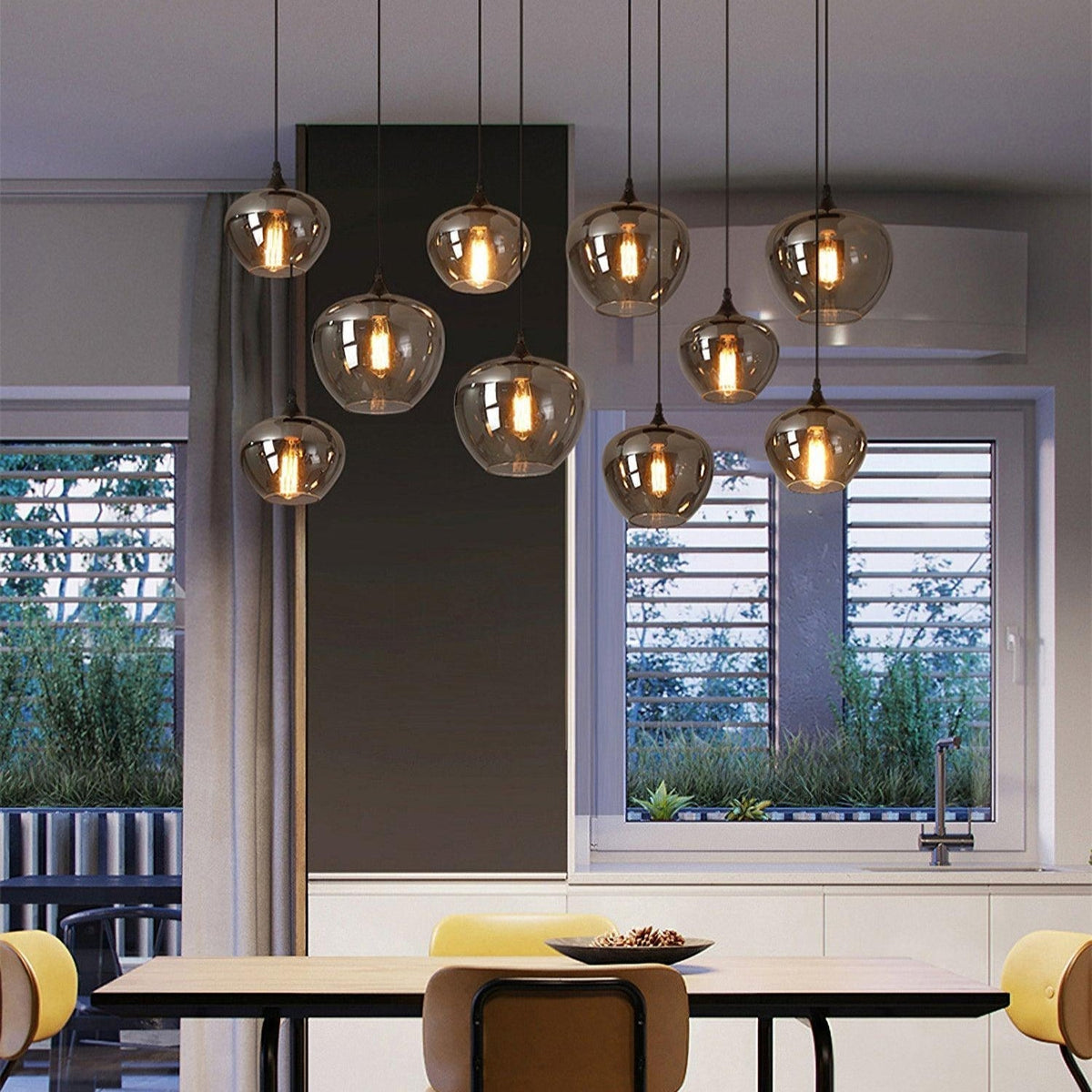 June Minimalist Bottle Glass Pendant Light Smoke Gray