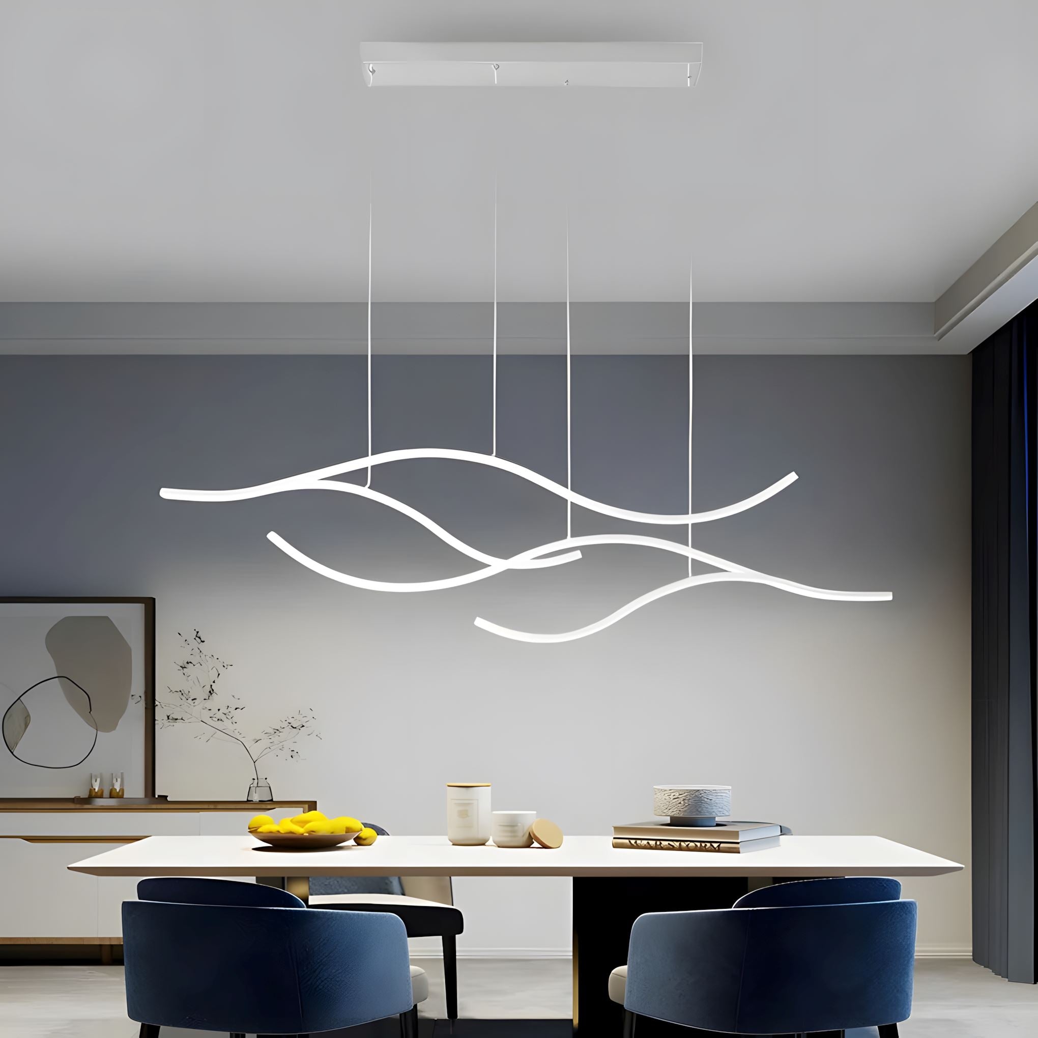 MODERN WAVES Curved LED Chandelier Dimmable Color Changeable Dining Room Kitchen Island