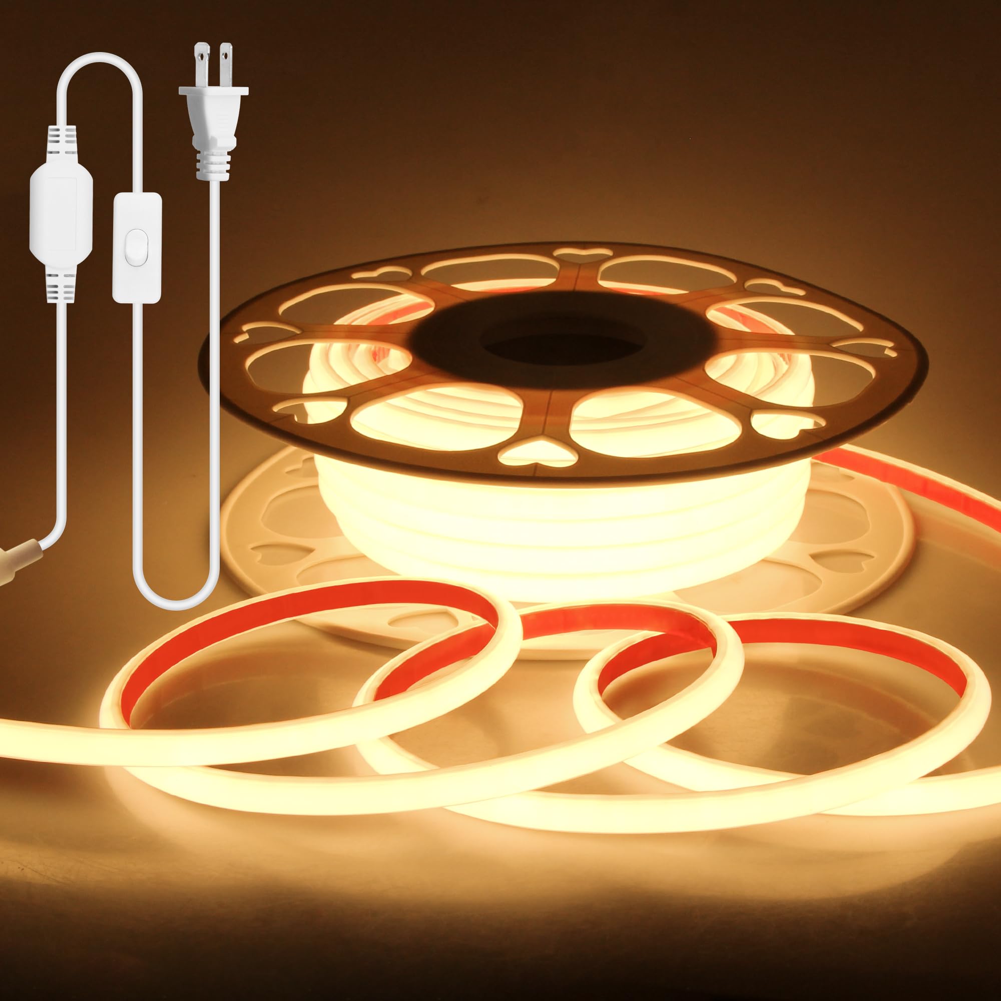 Outdoor waterproof LED strip lights warm white IP68 pergola deck eave — 16ft, 32ft, 50ft and 100ft