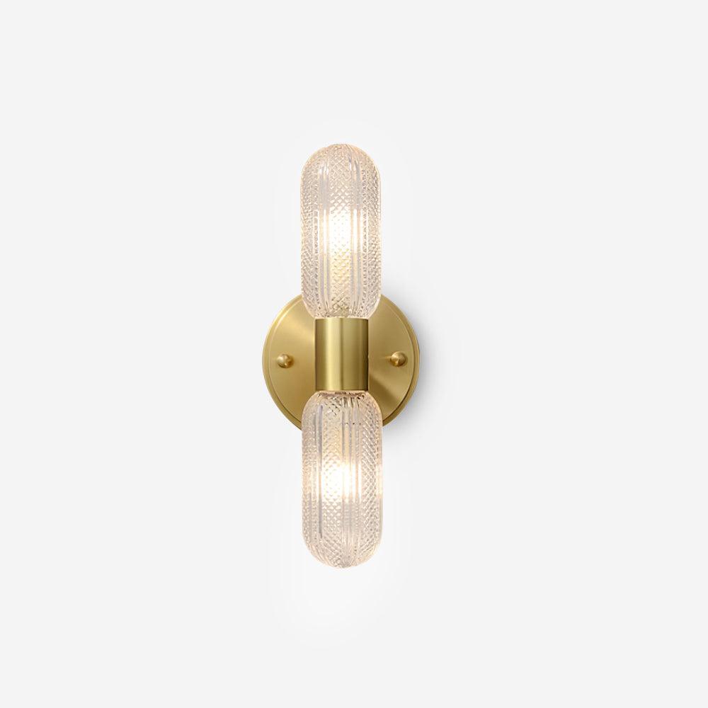 Evania Double-Light Brass Wall Sconce with Textured Glass Shades