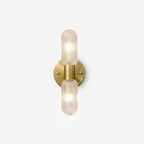 Evania Double-Light Brass Wall Sconce with Textured Glass Shades