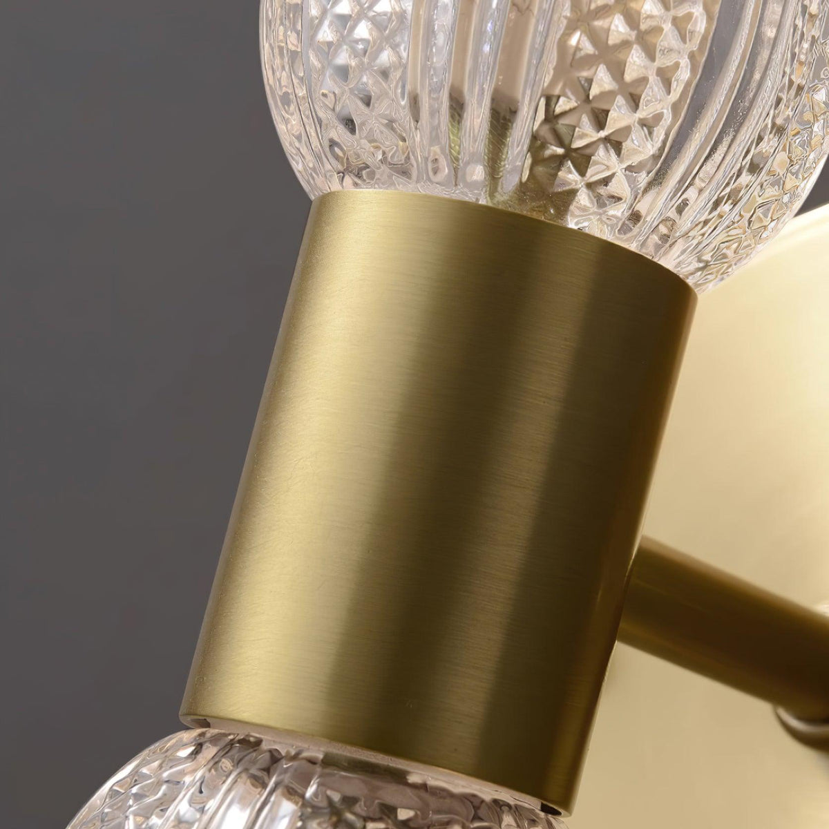 Evania Double-Light Brass Wall Sconce with Textured Glass Shades