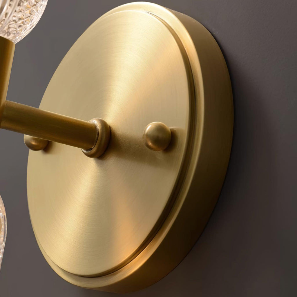 Evania Double-Light Brass Wall Sconce with Textured Glass Shades