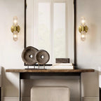 Evania Double-Light Brass Wall Sconce with Textured Glass Shades