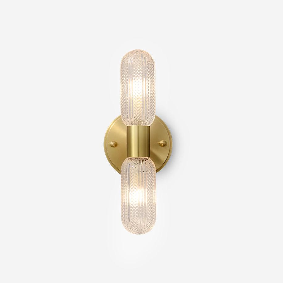 Evania Double-Light Brass Wall Sconce with Textured Glass Shades