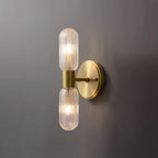 Evania Double-Light Brass Wall Sconce with Textured Glass Shades