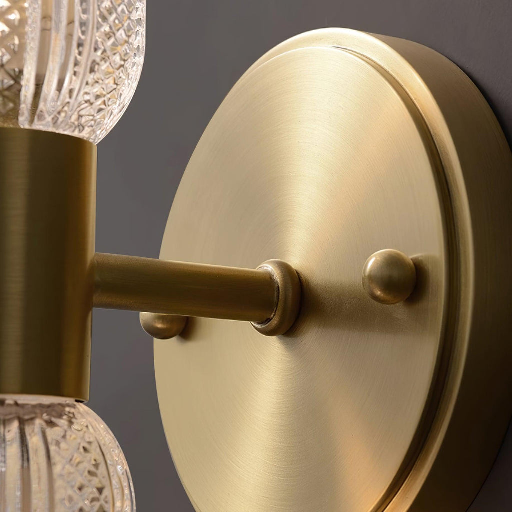 Evania Double-Light Brass Wall Sconce with Textured Glass Shades