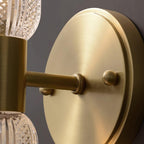 Evania Double-Light Brass Wall Sconce with Textured Glass Shades