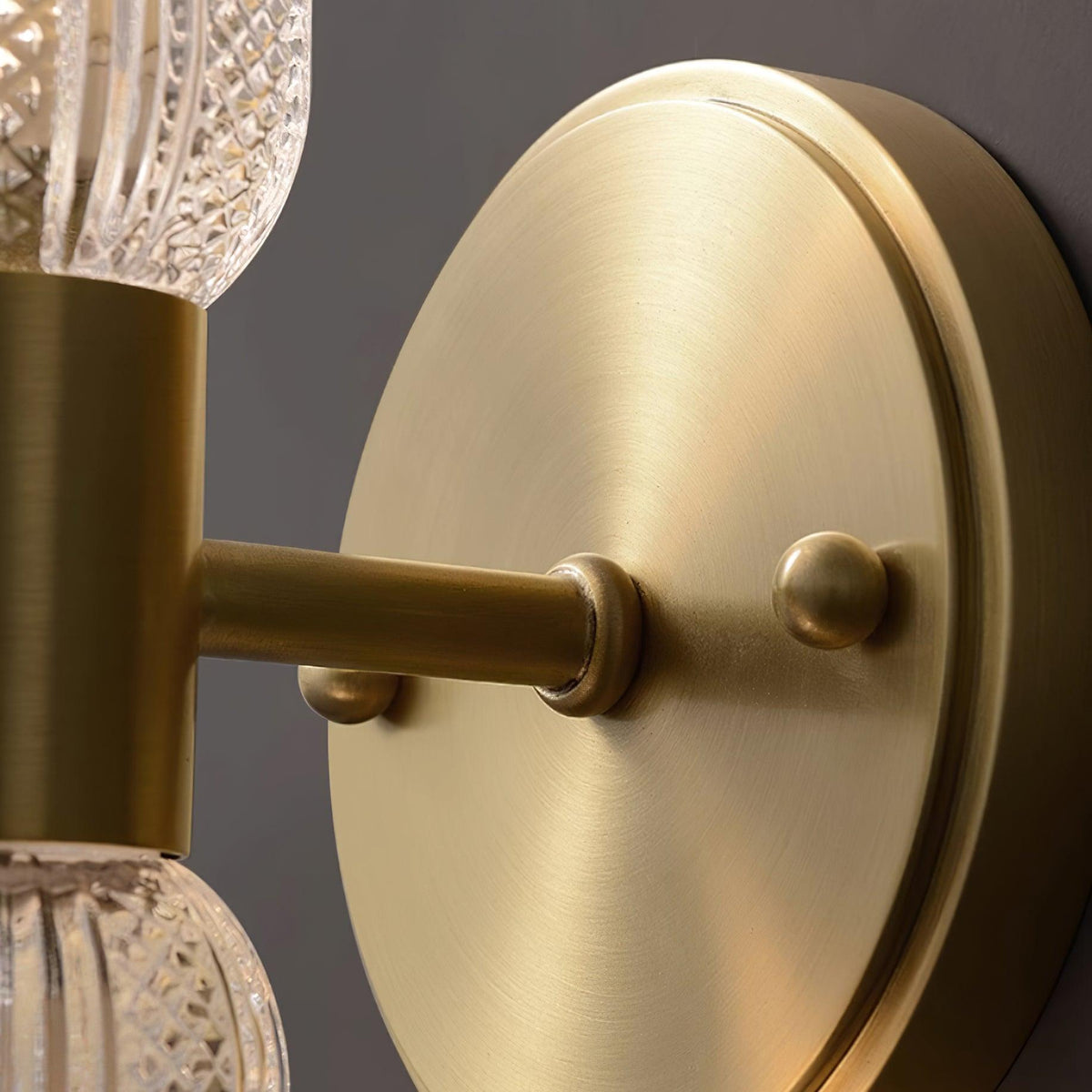 Evania Double-Light Brass Wall Sconce with Textured Glass Shades