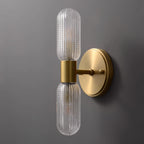 Evania Double-Light Brass Wall Sconce with Textured Glass Shades