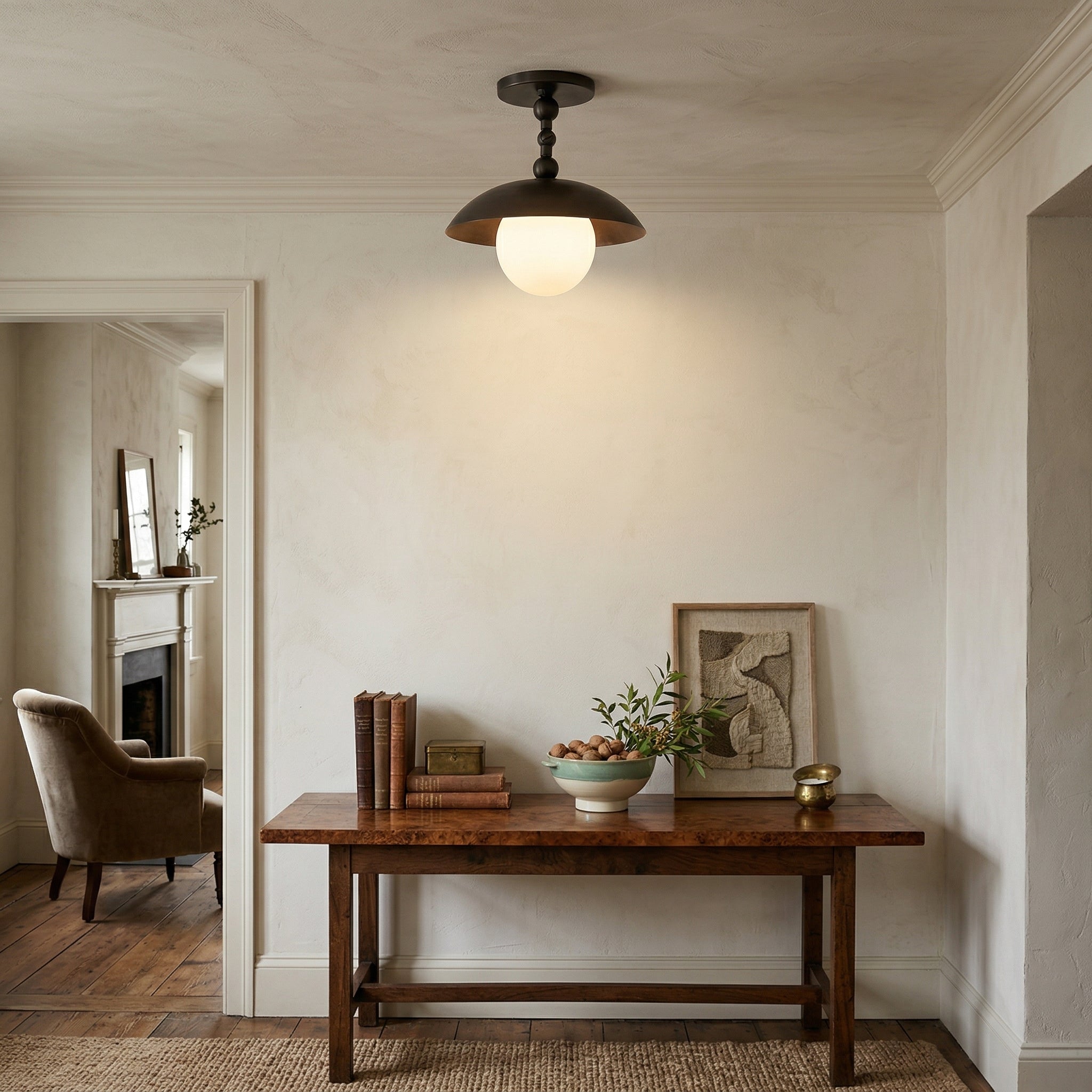 Marie Petite Flush Mount Surface Ceiling Lamp Organic Stone LED Bedroom Hallway — Multiple Finishes