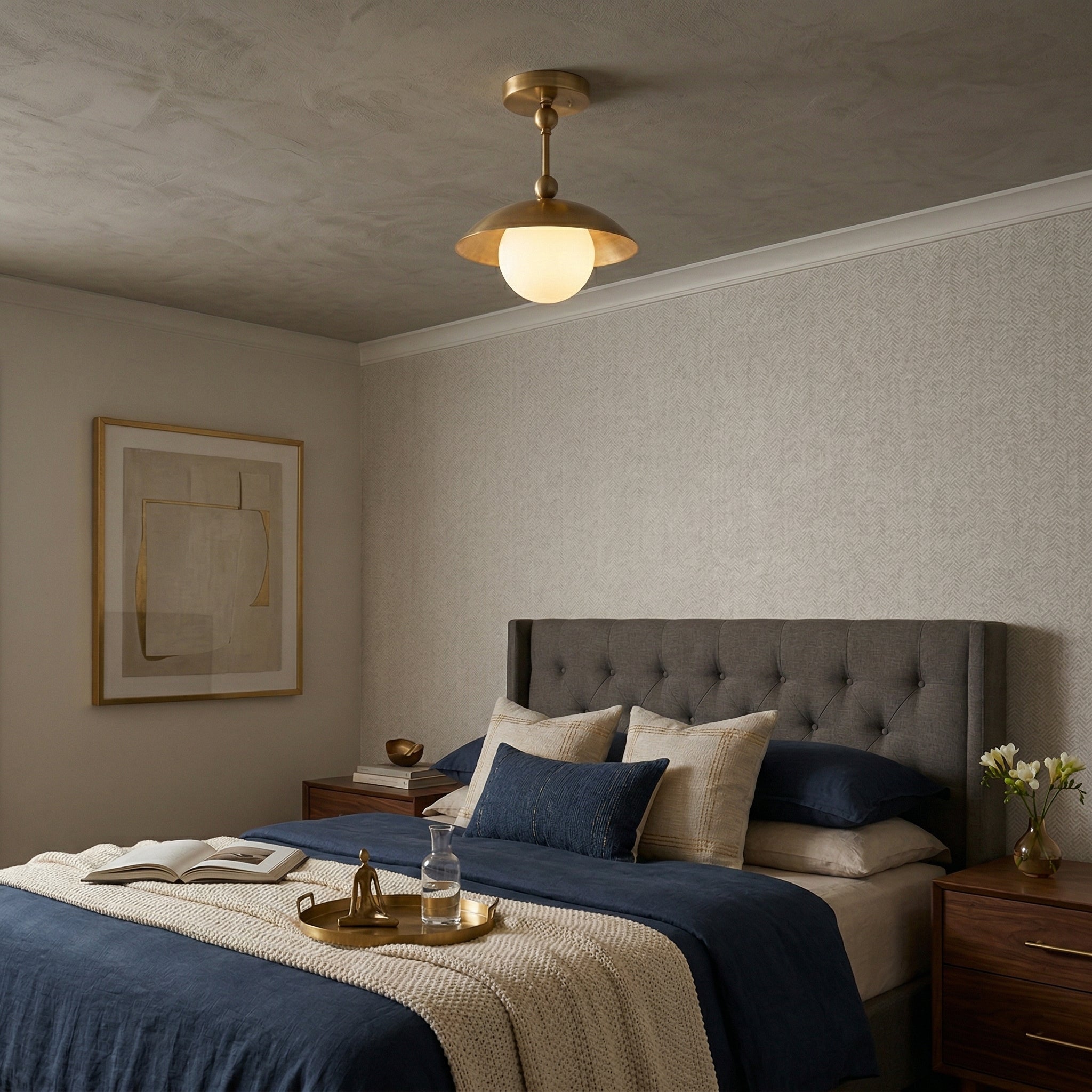 Marie Petite Flush Mount Surface Ceiling Lamp Organic Stone LED Bedroom Hallway — Multiple Finishes