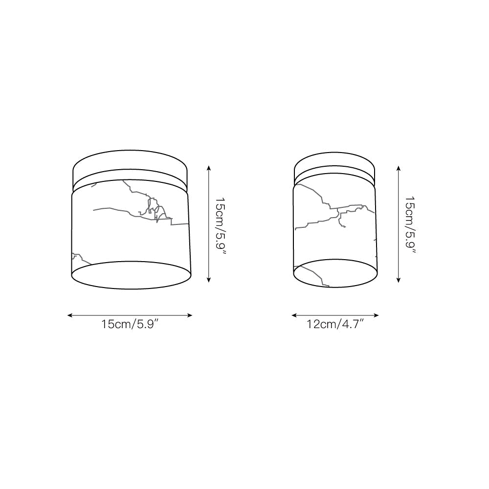 Melange Alabaster Ceiling Light Natural Stone LED Dimmable Flush Mount Bedroom Dining — 2 Sizes