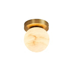 Melange Alabaster Ceiling Light Natural Stone LED Dimmable Flush Mount Bedroom Dining — 2 Sizes