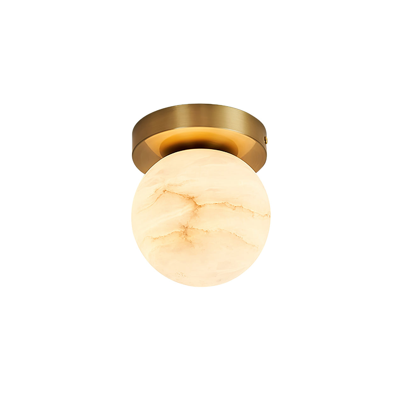 Melange Alabaster Ceiling Light Natural Stone LED Dimmable Flush Mount Bedroom Dining — 2 Sizes