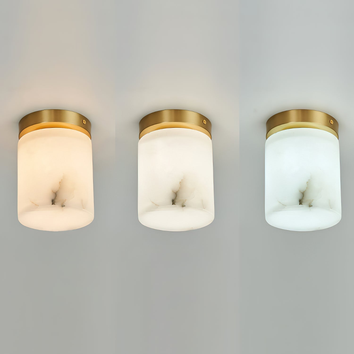 Melange Alabaster Ceiling Light Natural Stone LED Dimmable Flush Mount Bedroom Dining — 2 Sizes