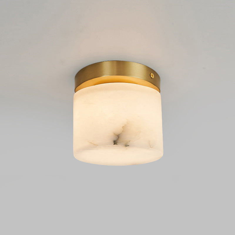 Melange Alabaster Ceiling Light Natural Stone LED Dimmable Flush Mount Bedroom Dining — 2 Sizes