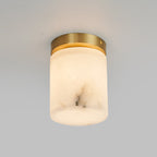 Melange Alabaster Ceiling Light Natural Stone LED Dimmable Flush Mount Bedroom Dining — 2 Sizes