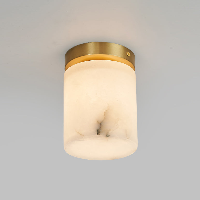 Melange Alabaster Ceiling Light Natural Stone LED Dimmable Flush Mount Bedroom Dining — 2 Sizes
