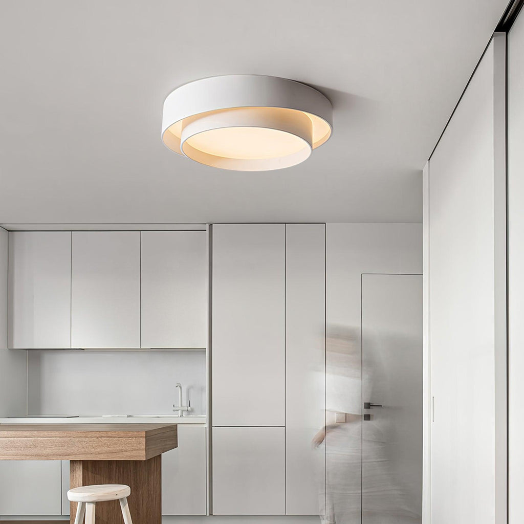 Orina Ceiling Lamp Double Ring Gray&Black&White Cylinder shape