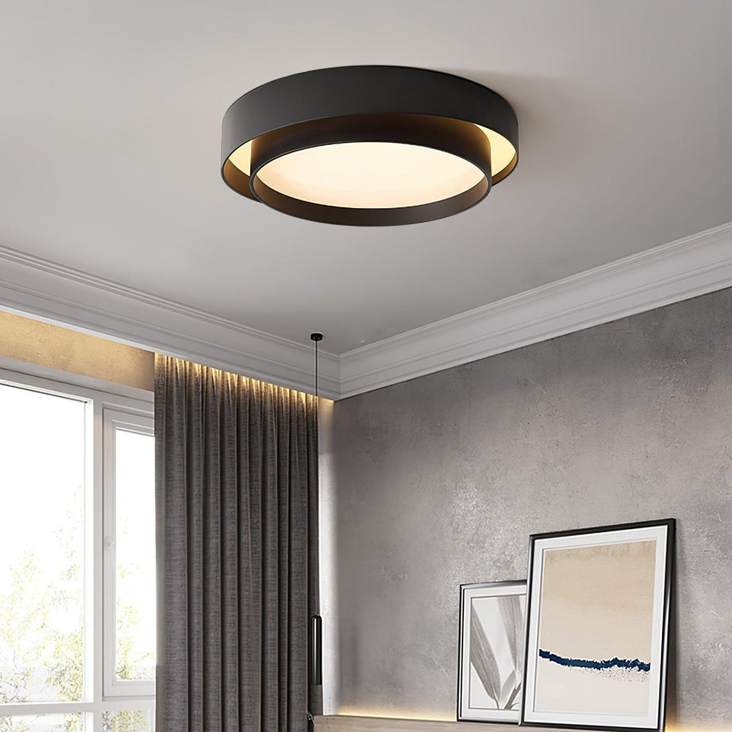 Orina Ceiling Lamp Double Ring Gray&Black&White Cylinder shape