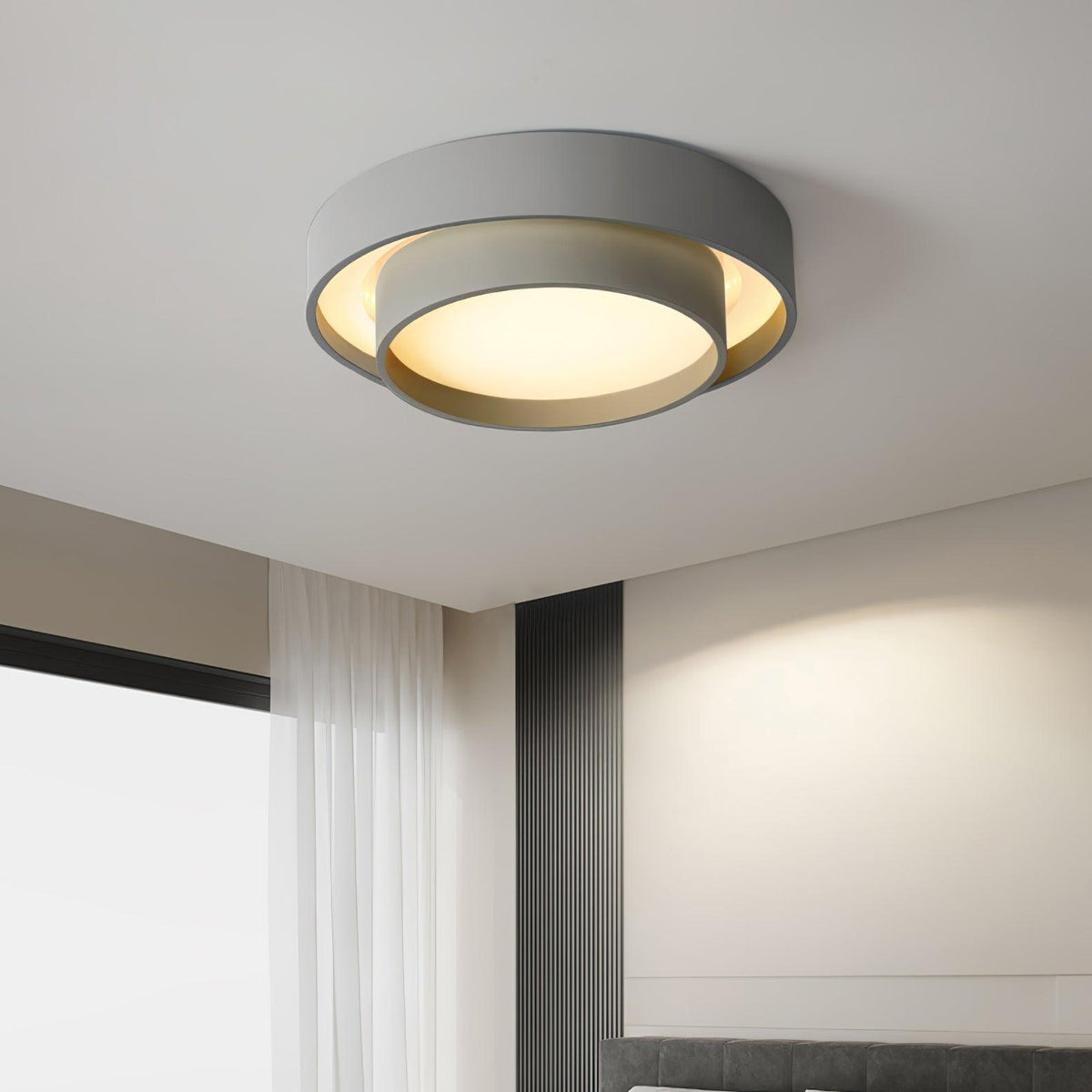 Orina Ceiling Lamp Double Ring Gray&Black&White Cylinder shape