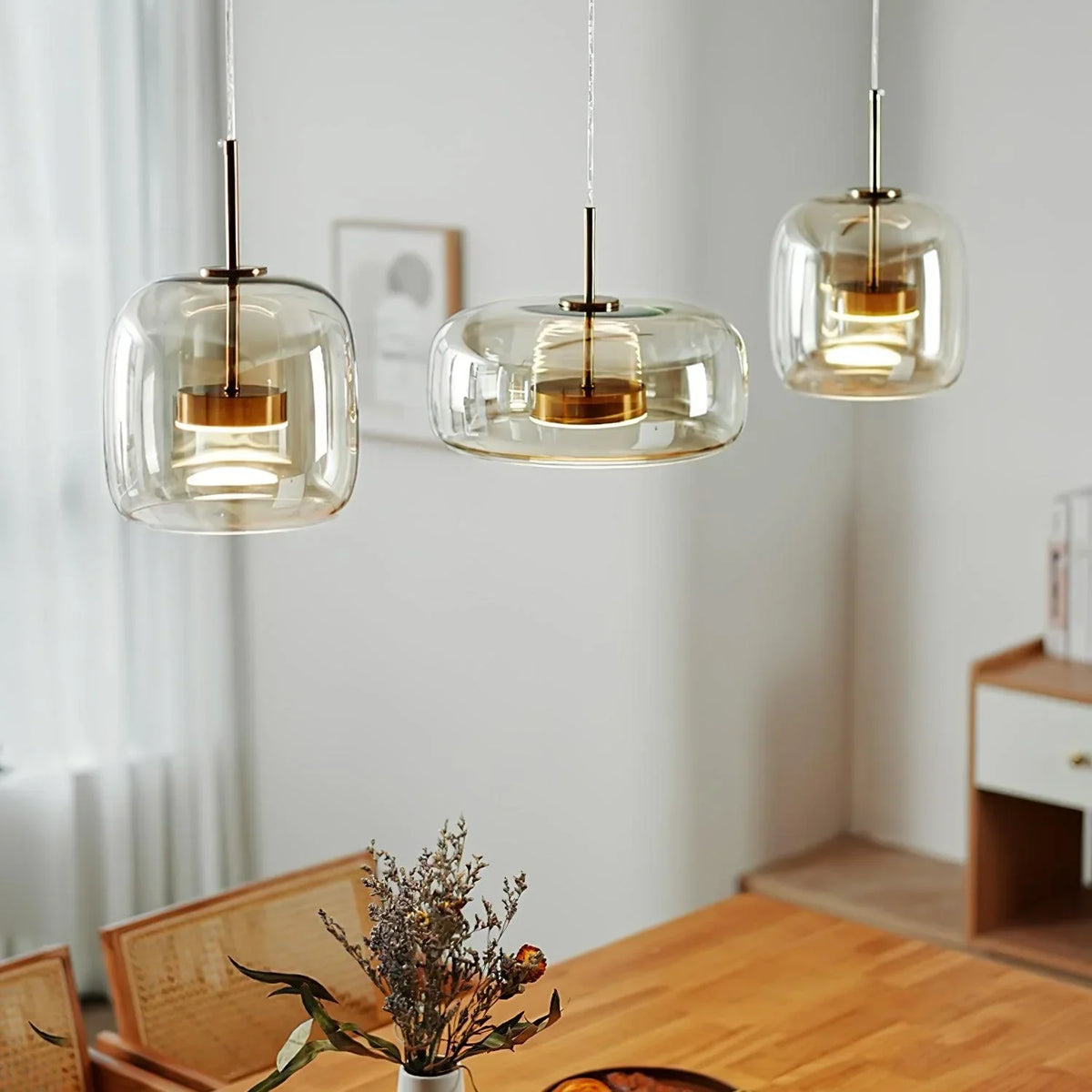 June Morden Glass Pendant Light Clear/Smoky/Amber