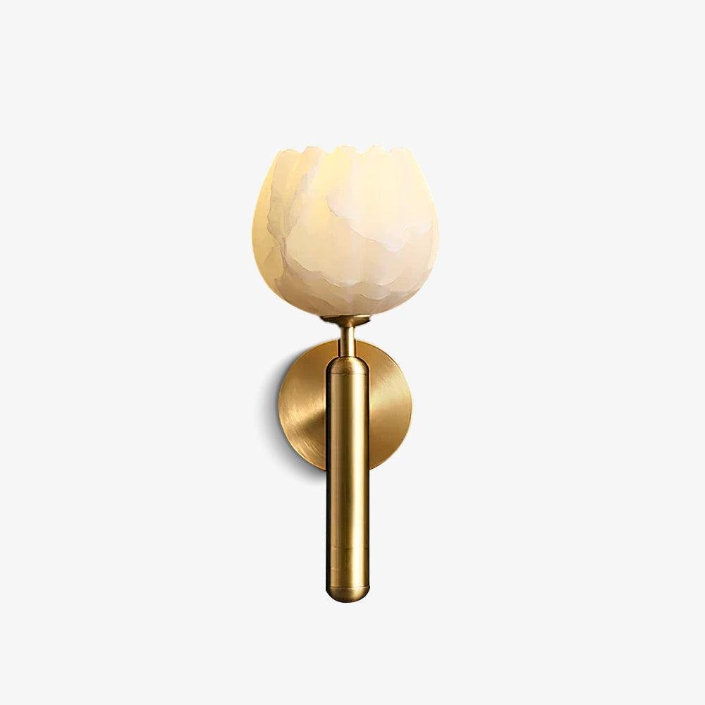 Alabaster Flower Wall Sconce Brass LED Botanical Indoor Bedroom Living Room — Brass Black Single or Set of 2