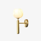 Alabaster Flower Wall Sconce Brass LED Botanical Indoor Bedroom Living Room — Brass Black Single or Set of 2