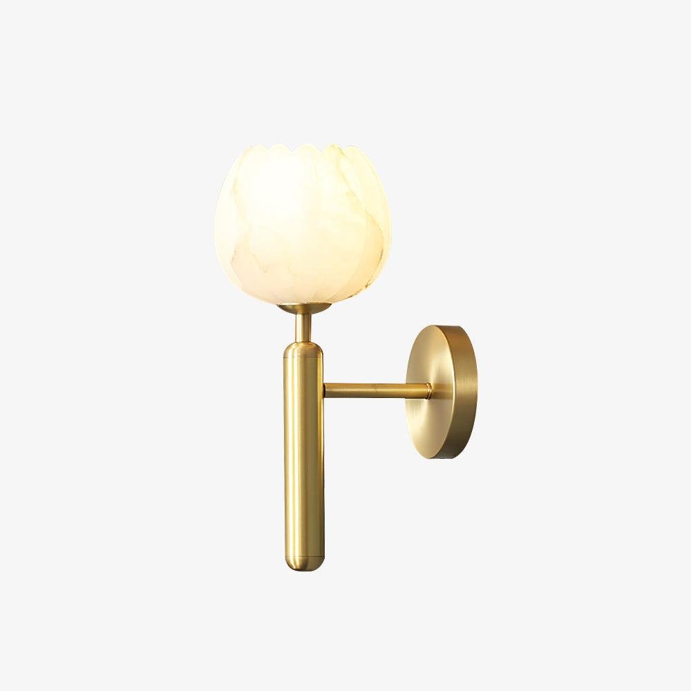 Alabaster Flower Wall Sconce Brass LED Botanical Indoor Bedroom Living Room — Brass Black Single or Set of 2