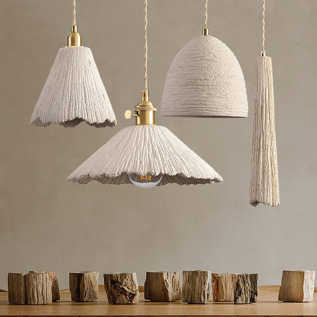 Kirae Textured Pendant Lights Cement
