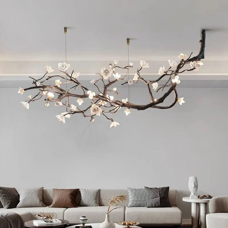 Minas Rustic Tree Branch Chandelier Dimmable Grand Dining Room Living Room Staircase — 47 to 70 Inch