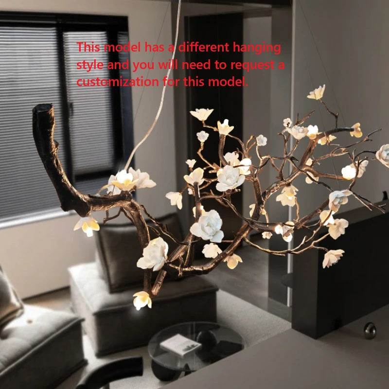 Minas Rustic Tree Branch Chandelier Dimmable Grand Dining Room Living Room Staircase — 47 to 70 Inch