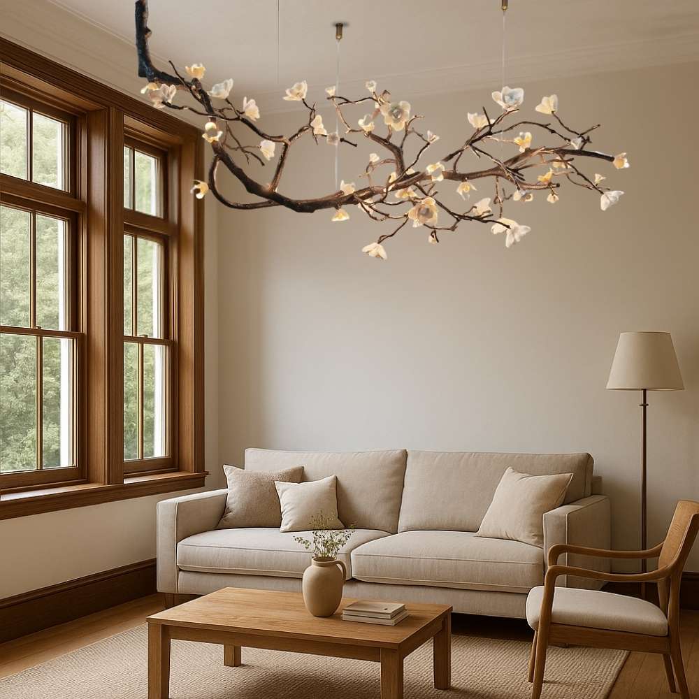 Minas Rustic Tree Branch Chandelier Dimmable Grand Dining Room Living Room Staircase — 47 to 70 Inch