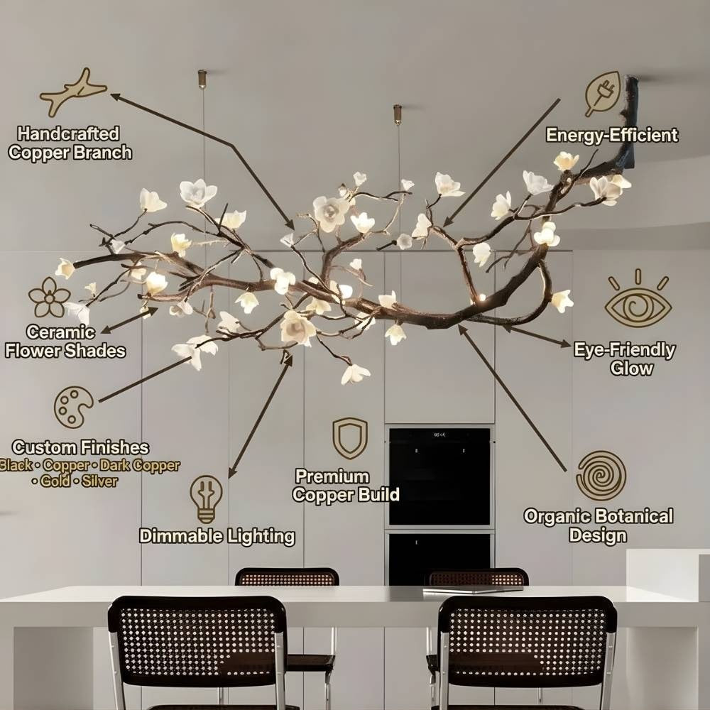 Minas Rustic Tree Branch Chandelier Dimmable Grand Dining Room Living Room Staircase — 47 to 70 Inch