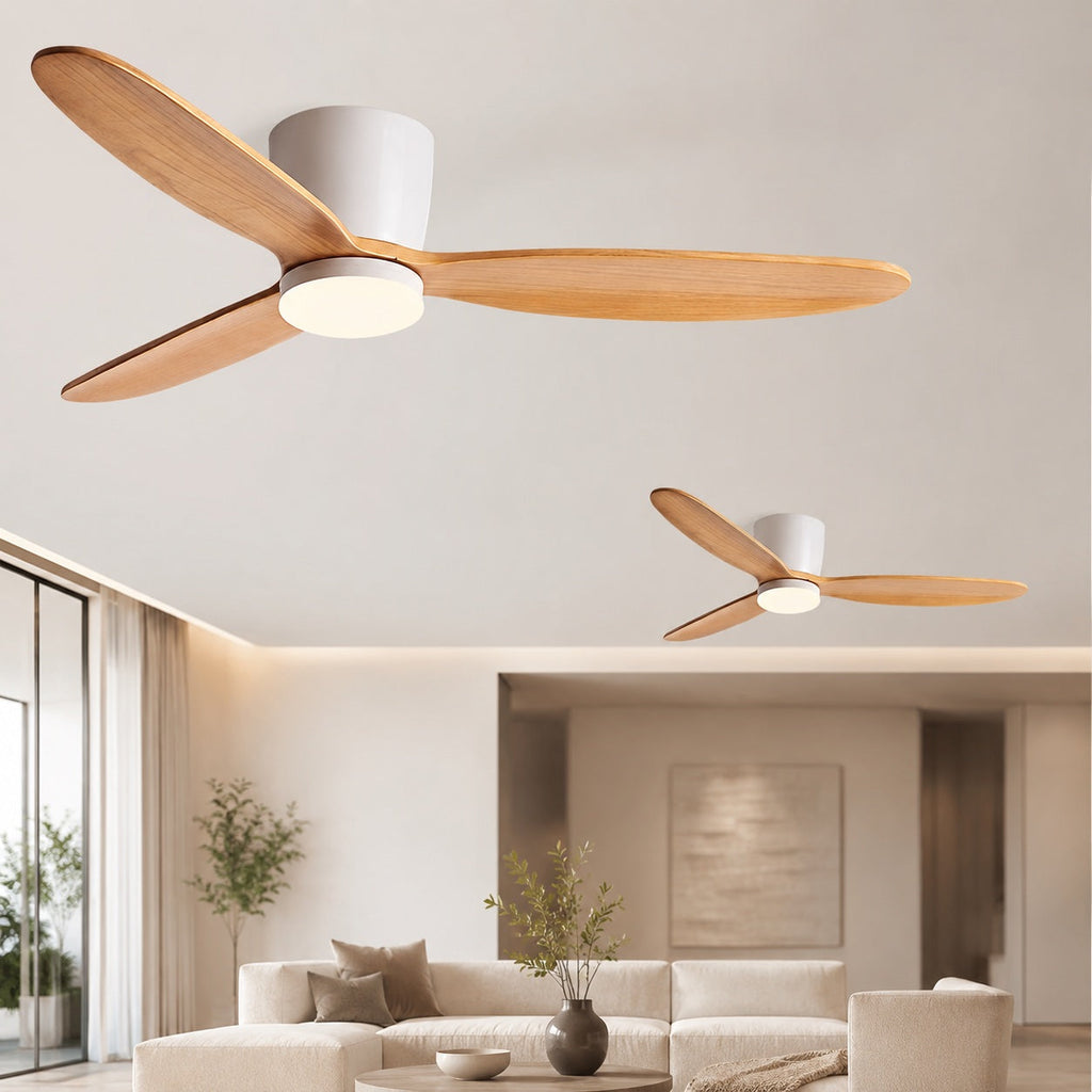 Ceiling Fan with LED Light, Flush Mount, 6-Speed DC, Copper Blades, 36 to 52 in