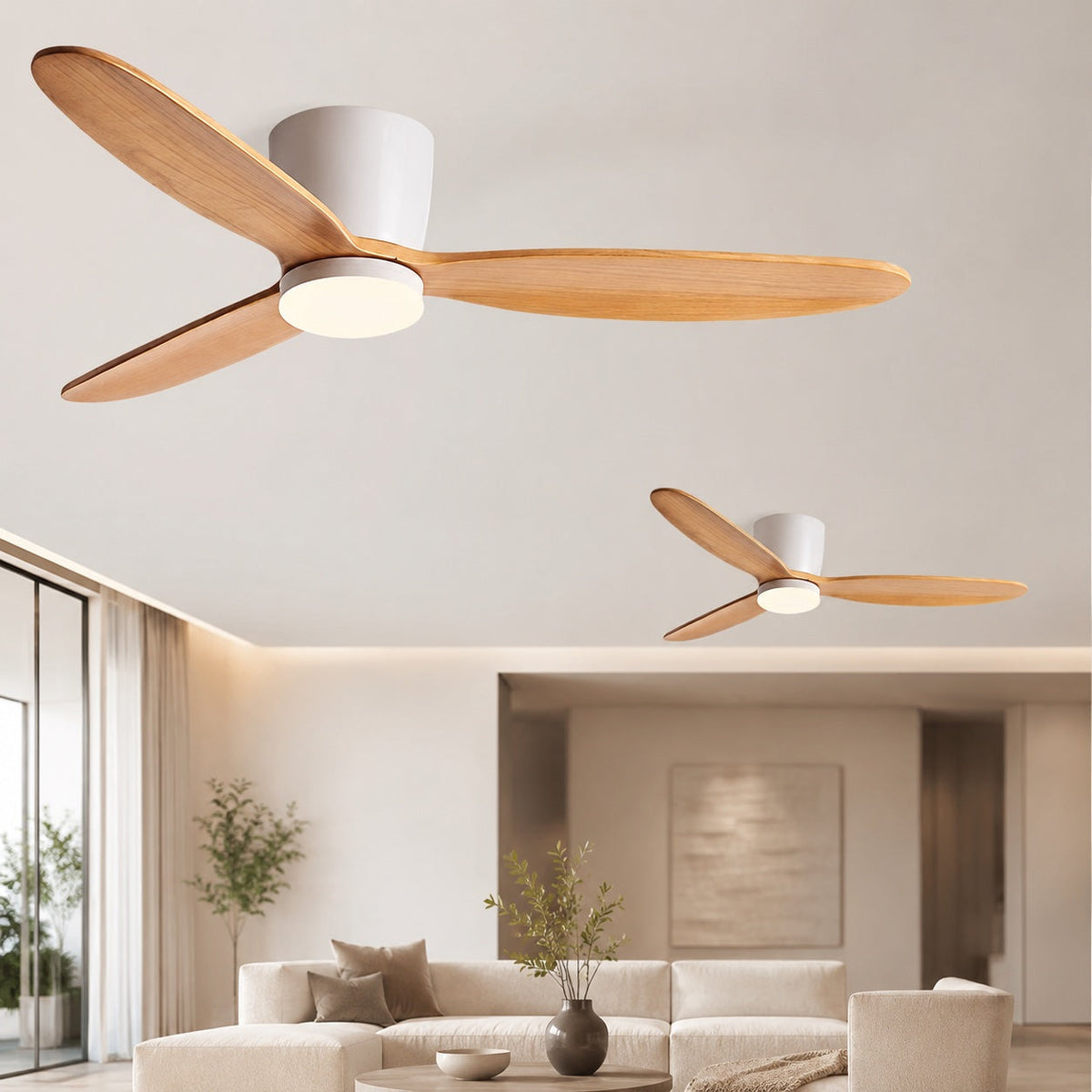 Ceiling Fan with LED Light, Flush Mount, 6-Speed DC, Copper Blades, 36 to 52 in