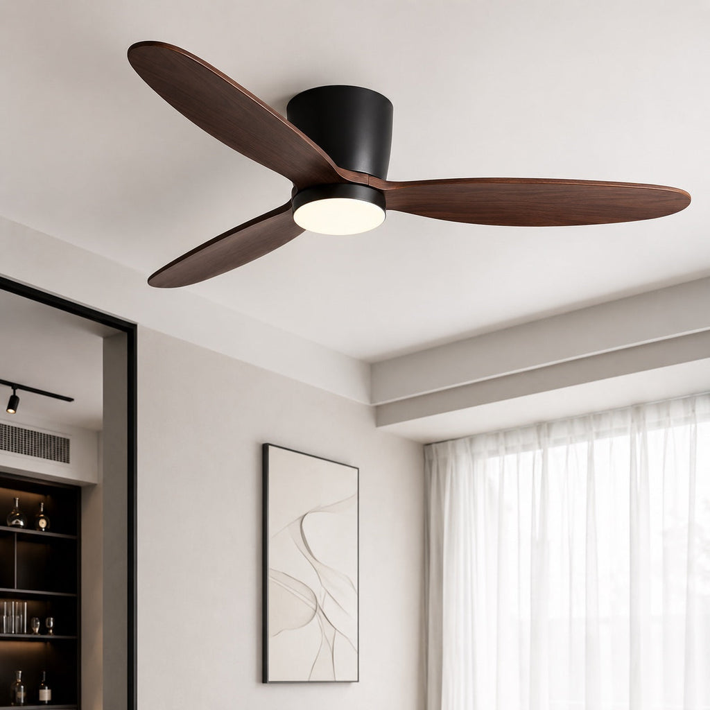 Ceiling Fan with LED Light, Flush Mount, 6-Speed DC, Copper Blades, 36 to 52 in
