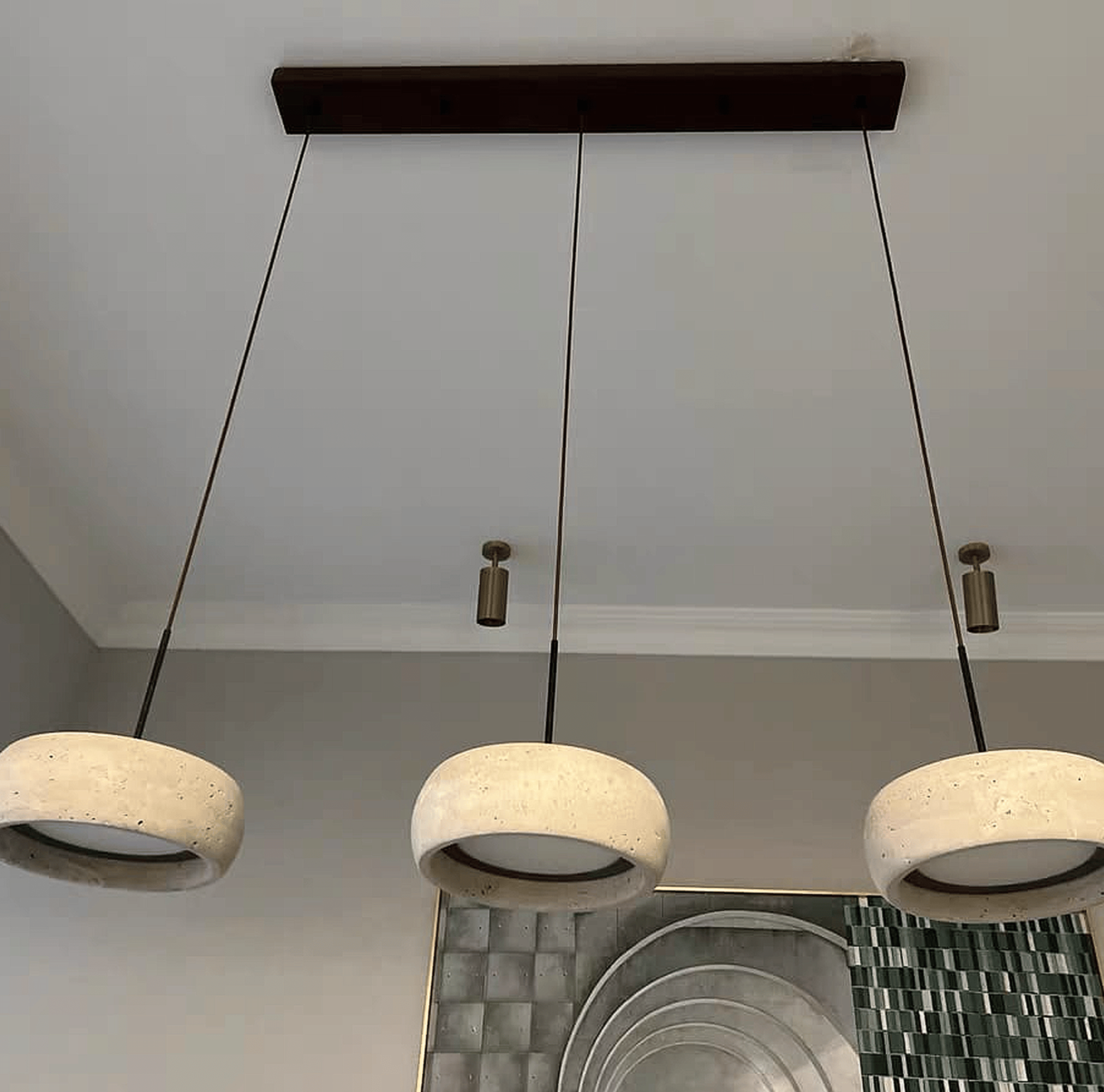 Ithaca Travertine LED Pendant Light Dimmable Mediterranean Stone Dining Room Bedroom