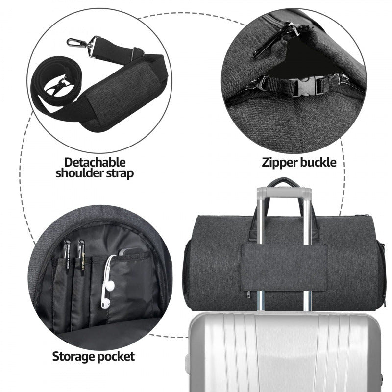Men’s Suit Travel Bag – Foldable Garment Duffel Bag with Shoe Compartment, Waterproof Business Trip Carry-On Luggage Bag