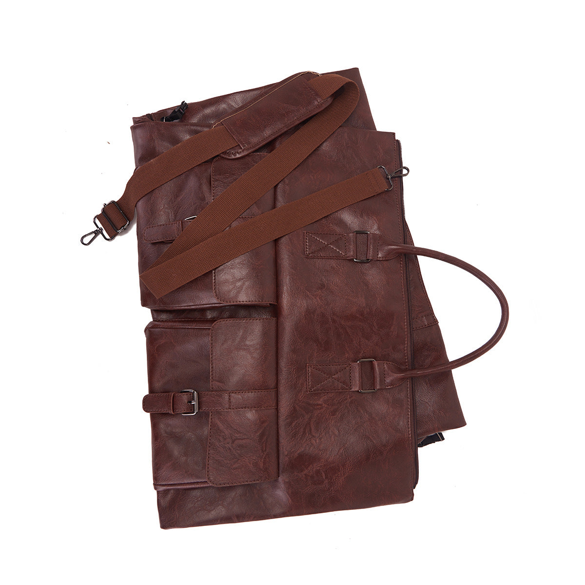 Travel Clothes Bag PU Leather Garment Duffel – Carry-On Suit Clothing Bag, Dress Clothes Bag & Weekend Duffel for Men Women
