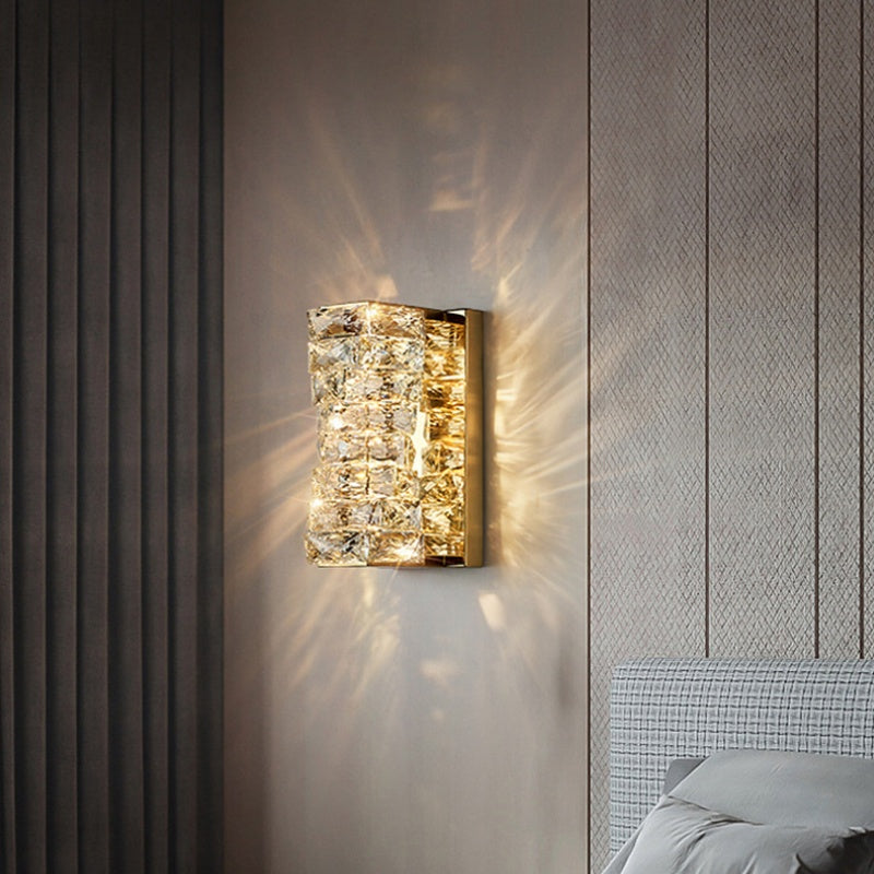 Kristy Modern Rectangular Crystal LED Vanity Wall Light with Metal Frame