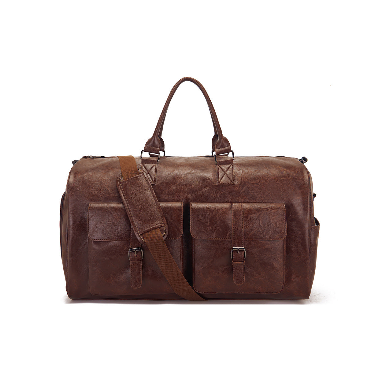 Travel Clothes Bag PU Leather Garment Duffel – Carry-On Suit Clothing Bag, Dress Clothes Bag & Weekend Duffel for Men Women