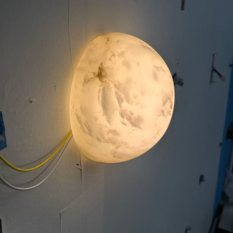 Grex Elegant Minimalist Round Alabaster Wall Sconce