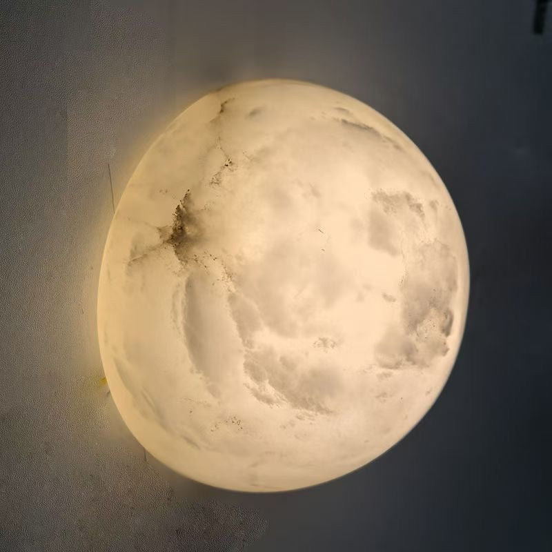 Grex Elegant Minimalist Round Alabaster Wall Sconce