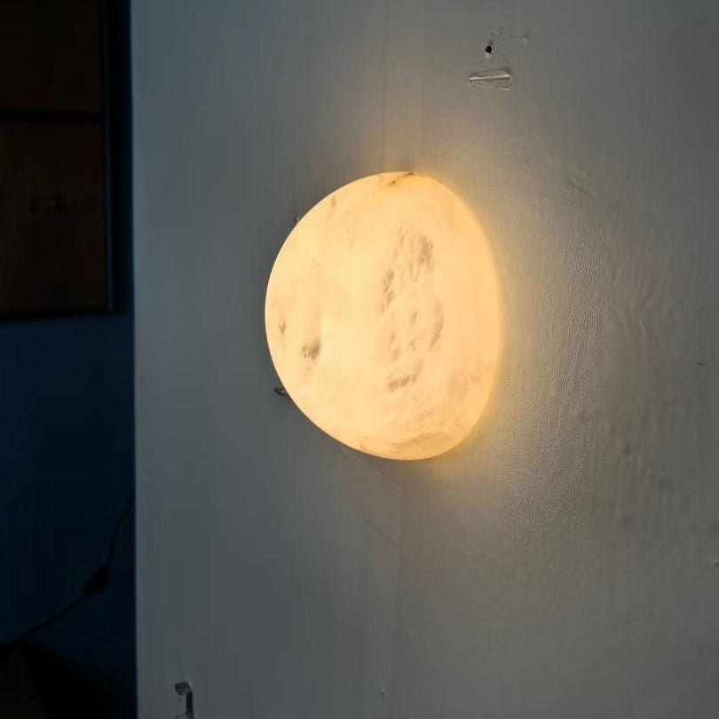 Grex Elegant Minimalist Round Alabaster Wall Sconce