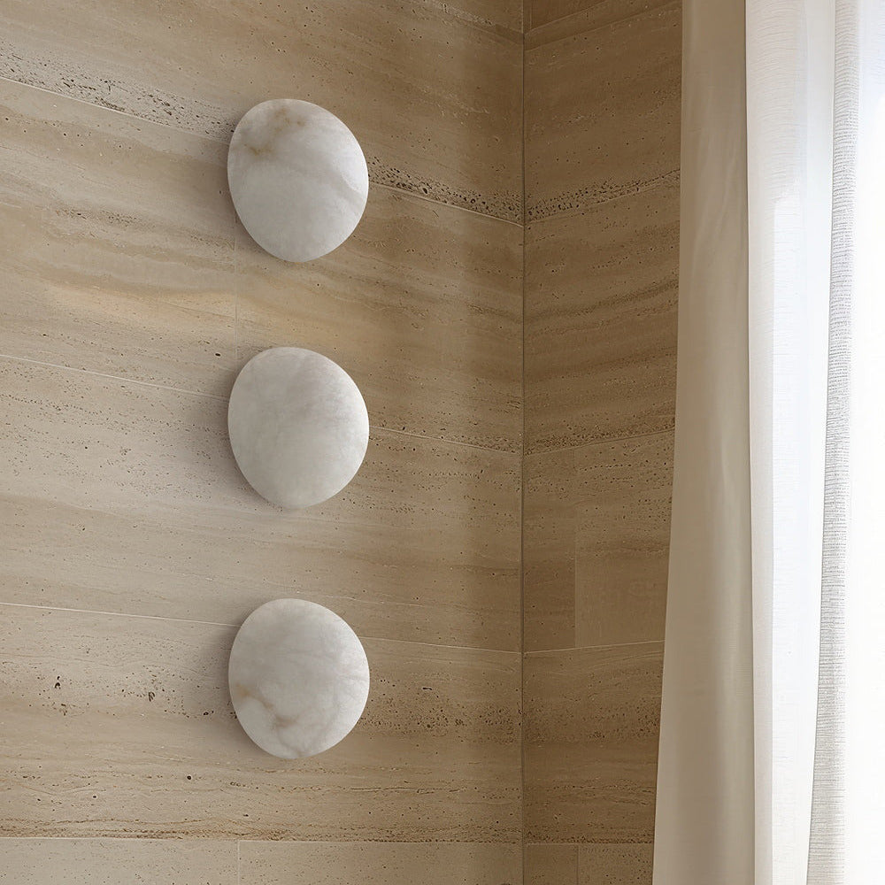 Grex Elegant Minimalist Round Alabaster Wall Sconce