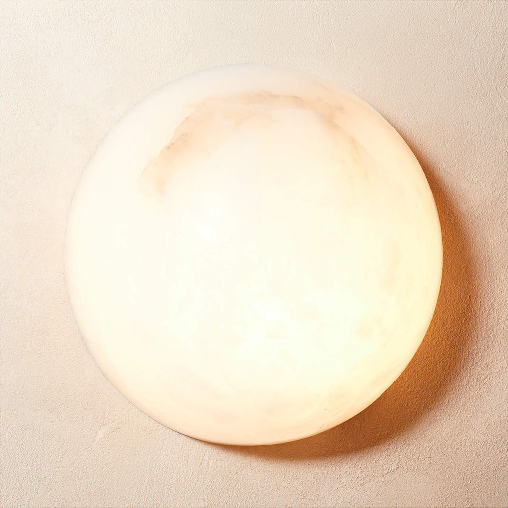 Grex Elegant Minimalist Round Alabaster Wall Sconce